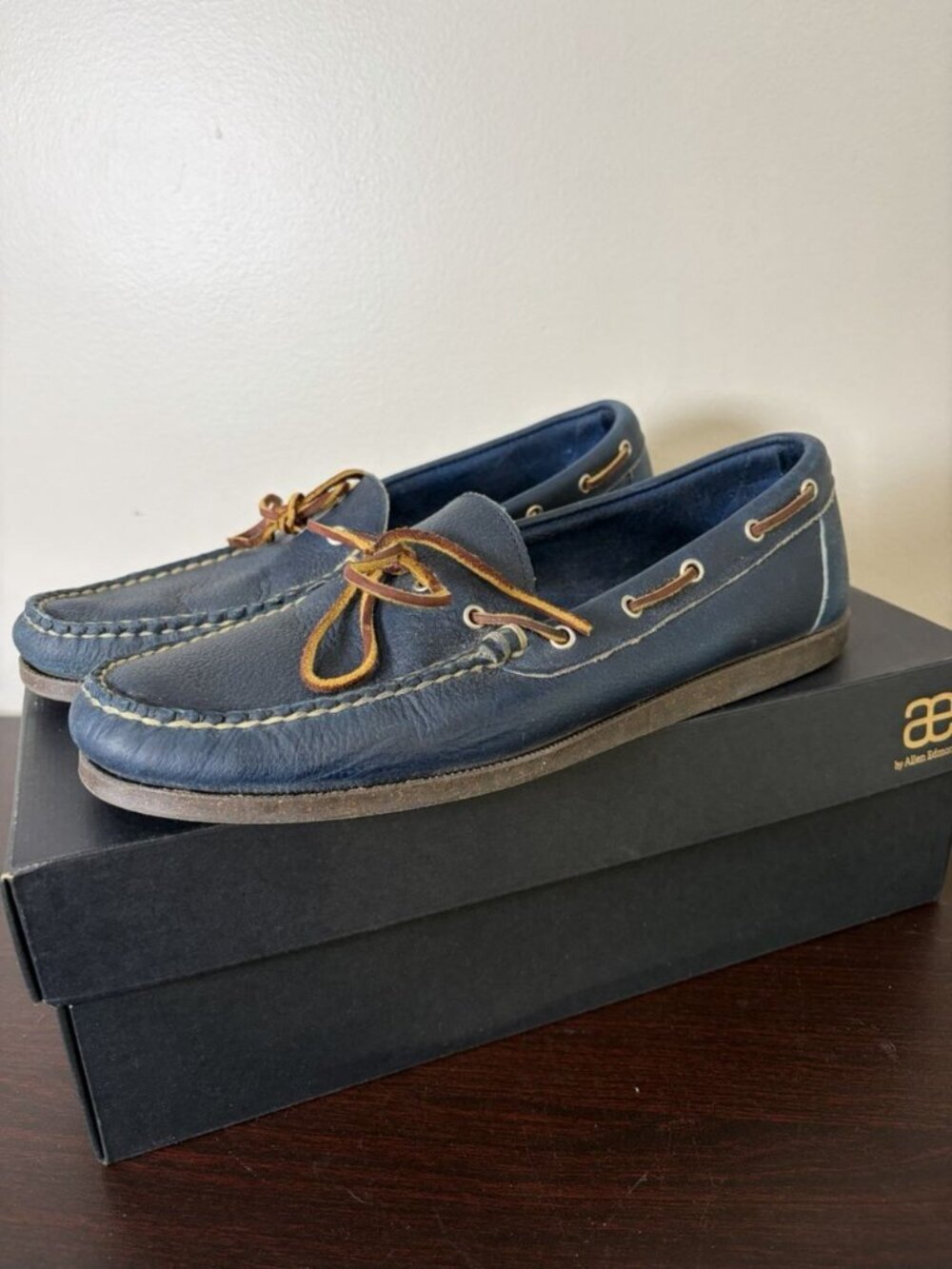 Allen Edmonds Northland Blue Leather Dockside Boat Shoes Men’s 11 Lace Up